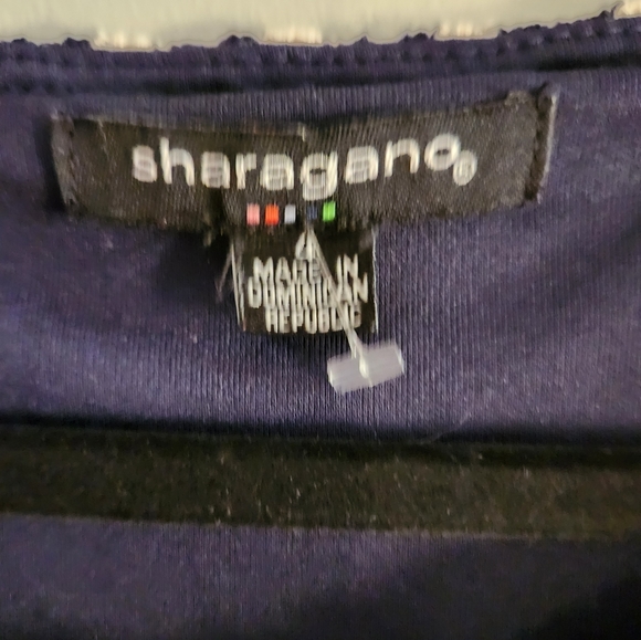 EUC Sharagano Navy and White Dress with Crochet Look.  Size 4. - Picture 3 of 5